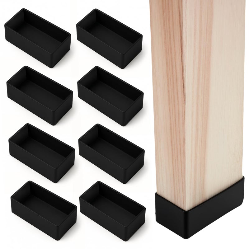 YCQDDA (8 PCS) 2x4 Wood Post Rubber End Caps (1.57"" x 3.15"") - Waterproof and Weather-Resistant Rubber Caps for Table Legs, Chair Legs, Armrests, and Outdoor Lumber Posts (Black) - Image 1